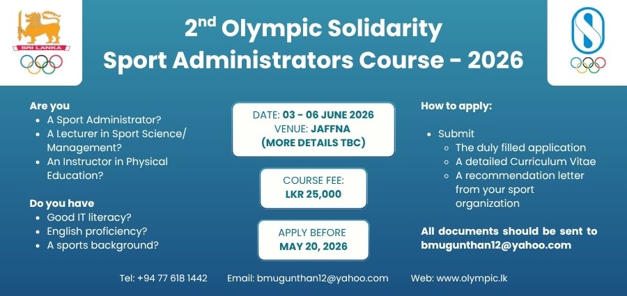 CALL FOR APPLICATIONS: Second Olympic Solidarity Sport Administrators Course 2026